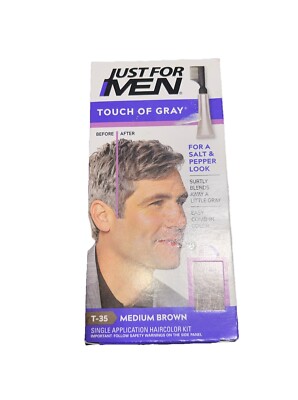 Just For Men Touch of Gray, Gray Hair Coloring Kit for Men Medium Brown, T-35