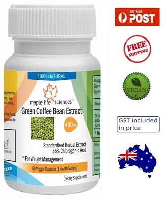 Green Coffee Bean Extract Capsules (55% Chlorogenic Acid) - 400mg - AU Stock