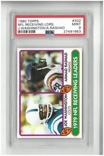 1980 Topps NFL Receiving Leaders Ahmad Rashad Joe Washington PSA 9 MINT card 332