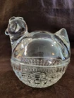 Anchor Hocking Vintage Clear Glass Hen On Nest trinket No chips or cracks .