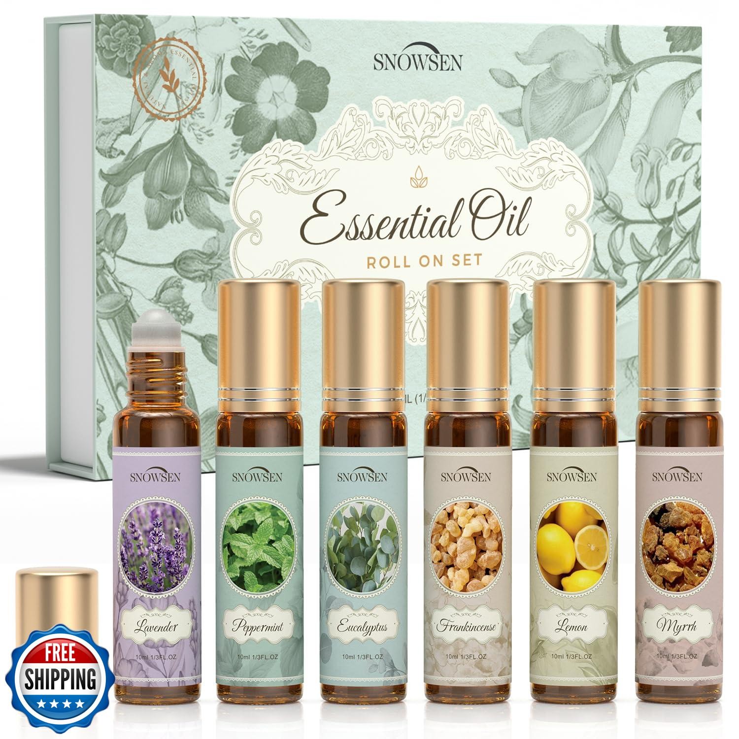 Essential Oils Roll on Set, Aromatherapy Oils with Roller Ball for Skin, Natu-image