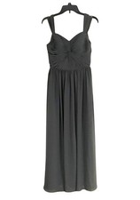 Azazie Gray Sleeveless Pleated Empire Waist Maxi Dress Small Bridesmaid
