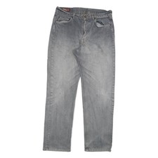 MARLBORO Mens Grey Regular Straight Denim Light Cotton Blend W34 L32 Button