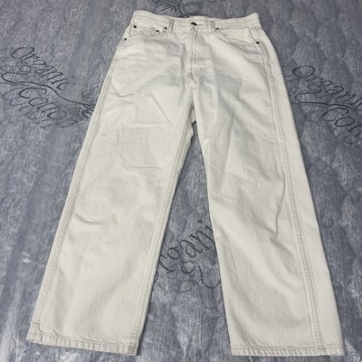 B SIDES Jeans High Waist Women Straight  Cropped Rigid Cotton USA Ivory W30 L26