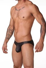 MENS   PVC THONG UNDERWEAR BLACK  l/xl FETISH STRETCH TIGHT BRIEF
