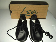 New Childs Girls Size 11M Leo's 7058 Black Leather Full Sole Lace Up Jazz Shoes