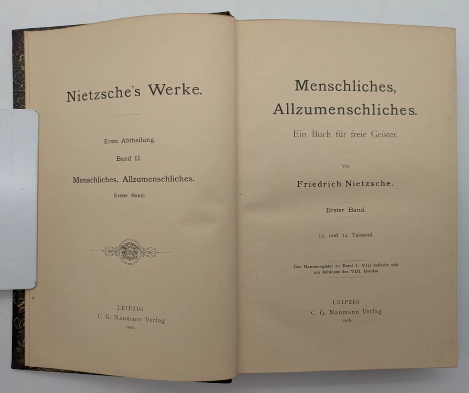 Human, all too human, Friedrich Nietzsche, C. G. Naumann Verlag, 1906 - Image 4 of 4