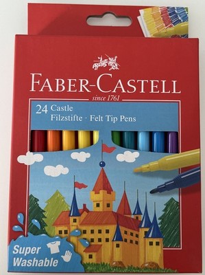 Faber-Castell Filzstifte 24 Farben Auswaschbare Fasermaler für Schule & Basteln