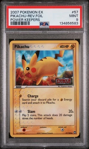 2007 POKEMON EX POWER KEEPERS #57 PIKACHU-REVERSE FOIL PSA 9