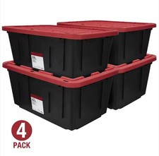 4 Pack 27 Gallon Storage Bins Heavy Duty Plastic Containers w/ Snap Lid