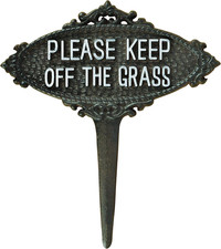 TT207 Series Please Keep off the Grass Sign,Black and White,9"H