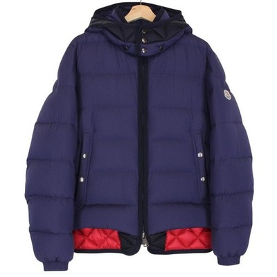 Moncler Daunenjacke Tanguy dunkelblau und rot durchgehender Reißverschluss mit Kapuze