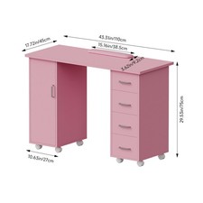 Mobile Manicure Table Nail Technician Beauty Salon Station Storage Drawers Desk