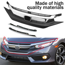 Front Bumper Grille Grill W/Chrome Eyelid Mol...