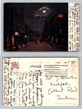 Birmingham, England-UK, New Street Moonlit Scene c1903 PC Vintage Postcard