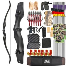 60" Takedown RecurveBogen Carbonpfeile Kit 55 60lb Sportbogen Bogenschießen Jagd