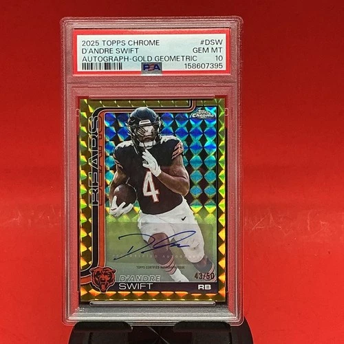 2025 Topps Chrome D'Andre Swift Chrome Autographs (PSA 10)
