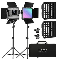 GVM 850D RGB LED Video Lights with 2 Softboxes Stand, 360  Full Color Vide