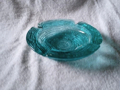 Vintage Anchor Hocking Blue Aqua Soreno Ashtray Dish