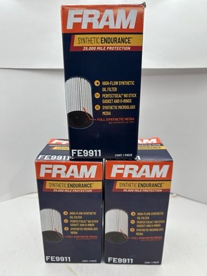 Lot Of 3 FRAM FE9911 Synthetic Endurance Oil Filter 25,000 Mile Protection NEW
