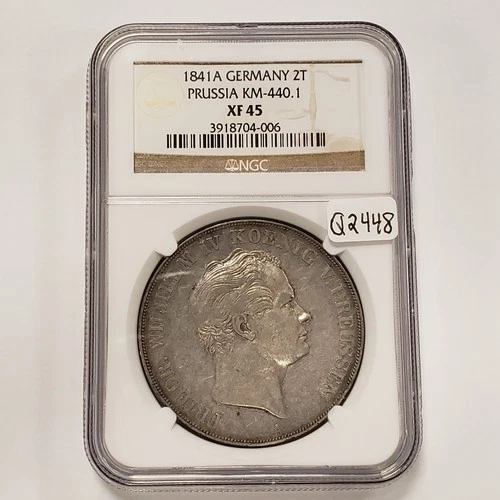 1841-A 2 Taler German States Prussia 3.5 Gulden 1.074 oz ASW - NGC XF 45 - Q2448