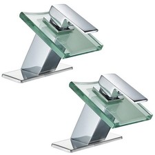 BWE 2-Pack Waterfall Single Handle Bathroom Faucet Polished Chrome 1-Hole