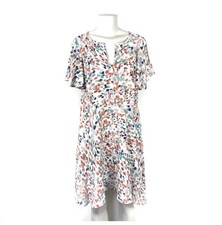 Maeve Anthropologie Watercolor Dress Sz S V Neck Flare Flutter Sleeve Coquette