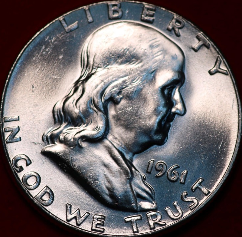 Uncirculated 1961 Philadelphia Mint Silver Franklin Half