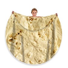 Tortilla Blanket for Adults  Kids - Double Sided Funny 71 inches Beige