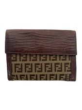 FENDI Bi-fold Wallet Canvas BRW All-over Patt...