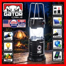 Solar Portable Rechargeable LED Camping Lantern Flashlight Lamp USB Power Bank