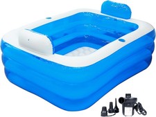 Inflatable Adult Bath Tub 2 Person,Freestanding Blow Up Bathtub with Foldable