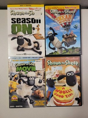 Shaun The Sheep Dvd Lot of 4. Season one, Shear Madness, The Movie, Woolly Good