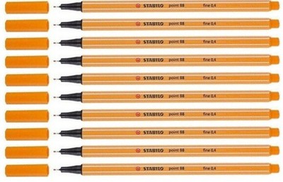 Stabilo Fineliner Stifte Spitze 88 orange Tinte 0,4 mm Spitze Schreiben Zeichnen 10er Pack