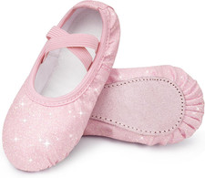 Ballet Shoes for Girls Glitter  Metallic Faux Leather Ballet Slippers Dance Sho