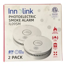 Innolink Smoke Detector Photoelectric 9V Battery 10yr Life Fire Alarm IL09SM-2