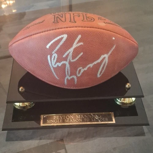 Peyton Manning 🔥 Autographed NFL Football w/CASE 🔥 55 TDs - Colts TD Leader