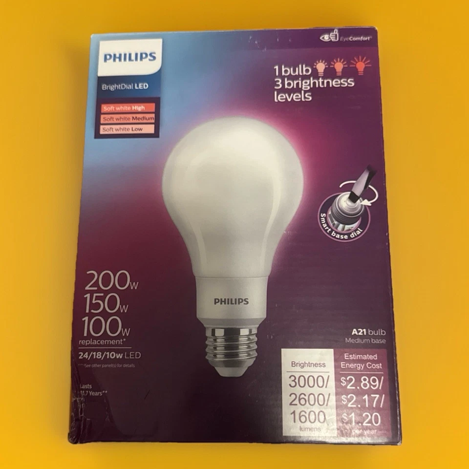 Philips BrightDial 200/150/100W Equivalent Soft White A21 Medium LED Light Bulb - Image 2 of 4