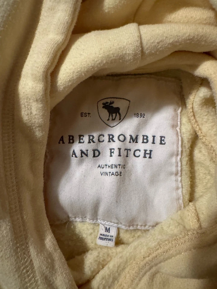 Sudadera con capucha para mujer Abercrombie & Fitch vintage amarilla mantequilla talla mediana Foto 4 de 4