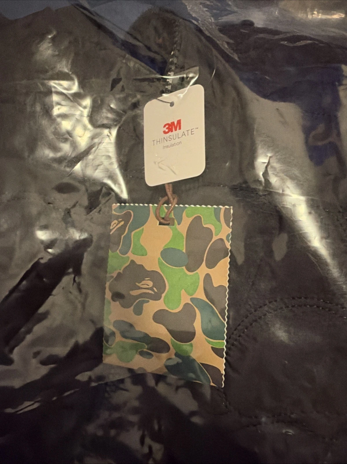 BAPE Line Camo Quilted Nylon Shark Full Zip Jacket Black Men’s XL NEW - product detail image 4