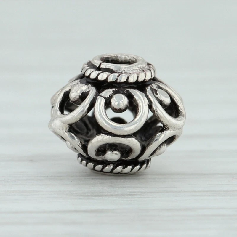 Floral Bead Charm Sterling Silver Jewelry Making Crafting 925 - Image 3 of 4