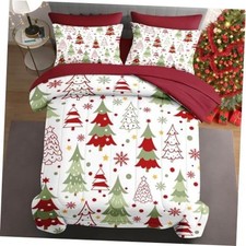 Christmas Comforter Set with Sheets, 7 Pieces Colorful Bedding King Xmas Tree 5