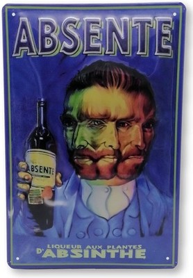 Retro Absente Absinth geprägtes Blechschild Frankreich Schnaps von Gogh Wermut