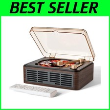 Retro CD Player with Speakers Bluetooth - Walnut Brown