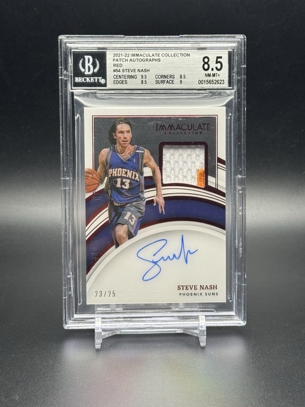 BGS 8.5 Steve Nash Patch Autograph Immaculate Game Used On Card Auto /25