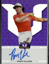 2017 Leaf Baseball Card Ryan Vilade Purple Rookie Auto /15 Tampa Bay Rays #BARV1. rookie card picture