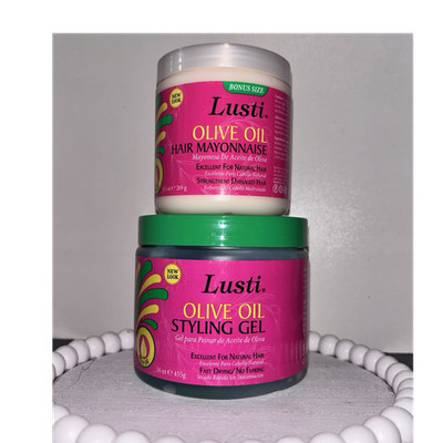 Lusti Olive Oil Hair Mayonnaise & Styling Gel, Nourishing/Hydrating Bundle 