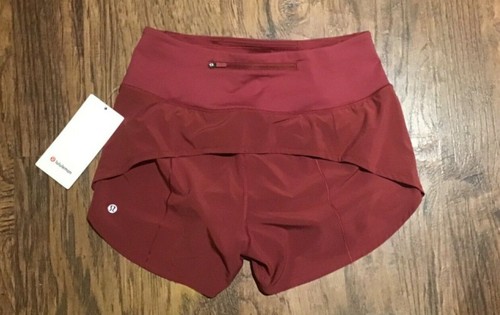 NEU Damen Lululemon Speed Up hoch geschnitten gefüttert Shorts 4" Glühwein Größe 4 - Bild 5 von 8
