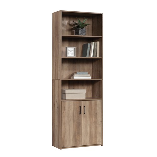 5 Shelf Bookcase W/ Doors Adjustable Shelves Storage Organizer Wooden Home New - Picture 4 of 10