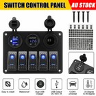 <!--F#f_0-->5 Gang 12V 24V Switch Panel ON OFF Toggle LED Rocker Dual USB Car Marine Boat RV<!--F/-->